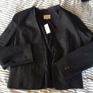 Navy Linen Jacket LOFT 18 NWT